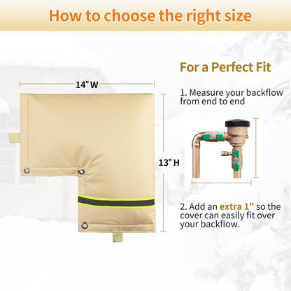 Skiennix Outdoor Backflow Preventer Cover - Insulated Pouch for Freeze Protection | Beige, 14”W X 13”H