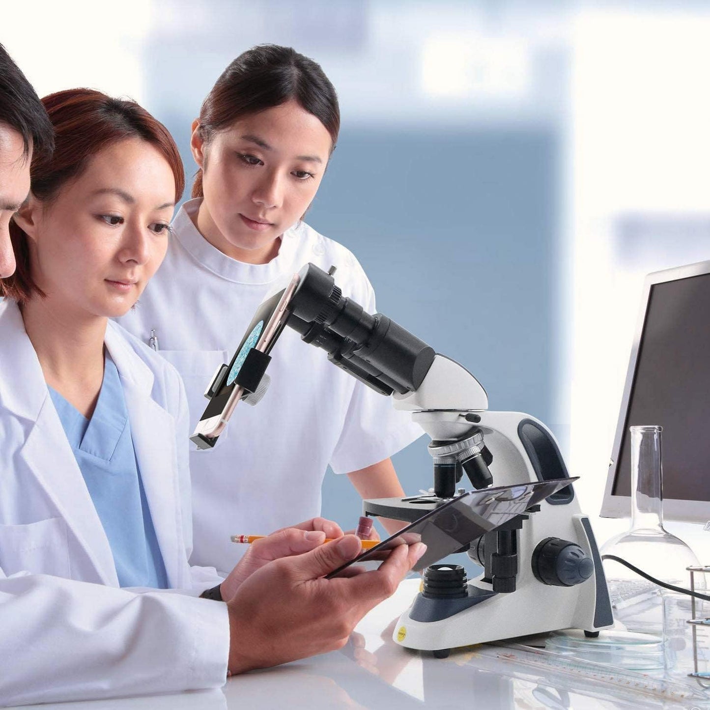 SWIFT SW380B Binocular Compound Microscope,40X-2500X with 2.0MP Camera,100pcs Microscope Slides,Microscope Kit for Students School Lab
