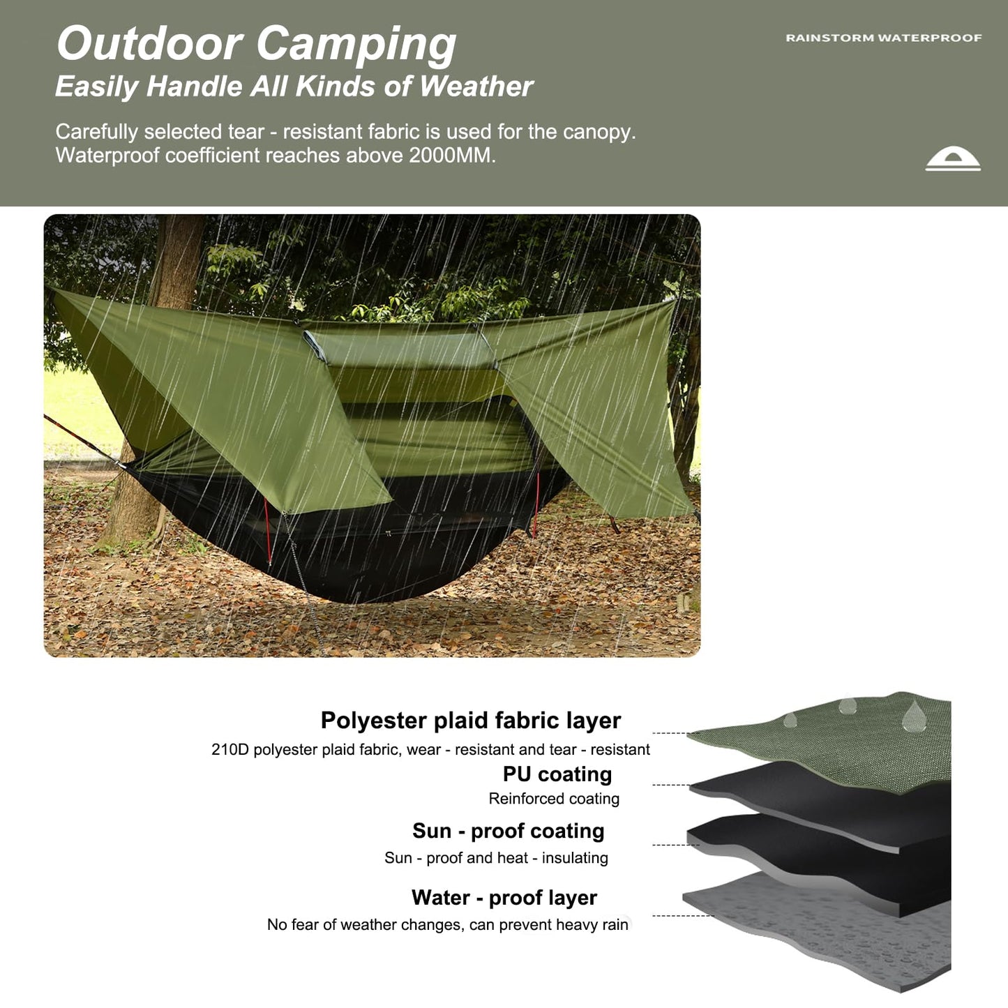 3-in-1 Camping Hammock Tent with Rain Fly, Quick-Zip Door & Curved Poles – Lightweight Shelter with Mosquito Net