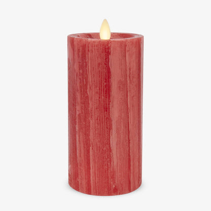 Luminara Selenite Looking Flameless Candle, Holiday Red 3" x 6.5", Battery Operated Real Wax Moving Flame LED Pillar w/Timer, Home Decor Unscented