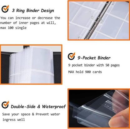 Basketball Cards Binder 900 Pockets Trading Cards Holder Card Collectors AlbumTrading Card Binder 9 Pocket with 50 Removable Sleeves for Basketball Card and Sports Card