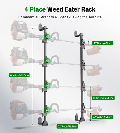 ELITEWILL Weedeater Rack for Open/Enclosed Trailers, Heavy-Duty 4 Place Commercial Trimmer Rack for Trailer Work Landscape Truck Holder Trailer Equipment Accessories Weed Eater Racks w/Lock