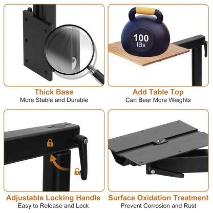 Virego Upgrade Removable RV Table Leg Accessories, 360 Degree Aluminum Alloy RV Adjustable Table Leg, Table Top Adjustable Detachable RV Table Leg for RV Caravan Yachts, 100IBS (Upgrade Black)