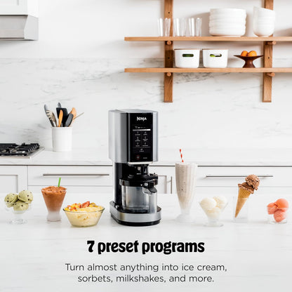 Ninja CREAMi Ice Cream Maker Bundle - Includes 4 Tubs for Gelato, Milkshakes & More | 7 One-Touch Programs | Compact Silver Design