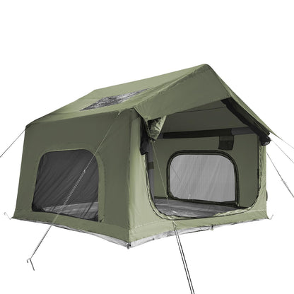 Inflatable Camping Tent for 3-4 Person, Oxford Fabric Blow Up Tent with Skylight, Easy 5-Minute Setup Air Tent, Waterproof Glamping Tent with Large Door & Windows for Family Camping, Festivals