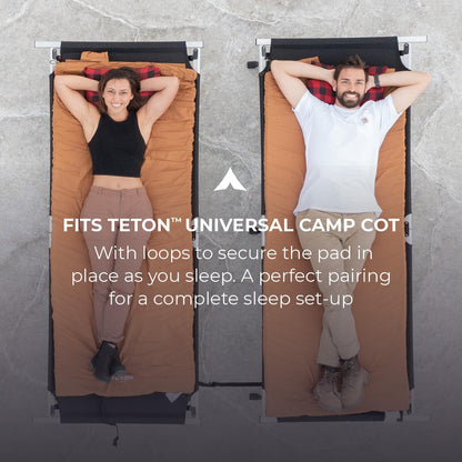 Teton Outfitter XL Sleeping Pad for Cot, Extra Thick Comfortable Camping Mattress for Adults, Portable Roll-Up Camp Pad, Durable Foam Cushioning