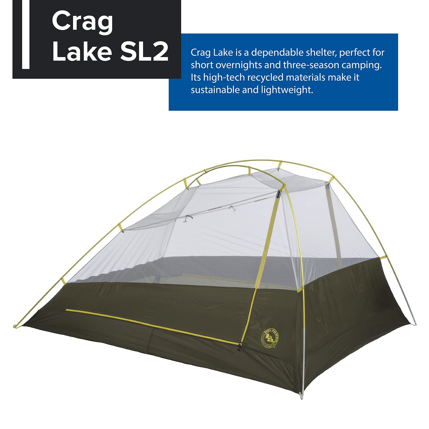 Big Agnes, Crag Lake SL2 Tent, Dark Olive, 2 Person