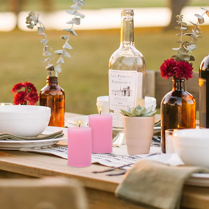 6 Pack 2.75 "x 3.25" Pink Pillar Candle for Home Restaurants Spa Church Weddings, Hand Poured Unscented Smokeless Dripless Column Candle, Emergency, Long-Lasting Candle