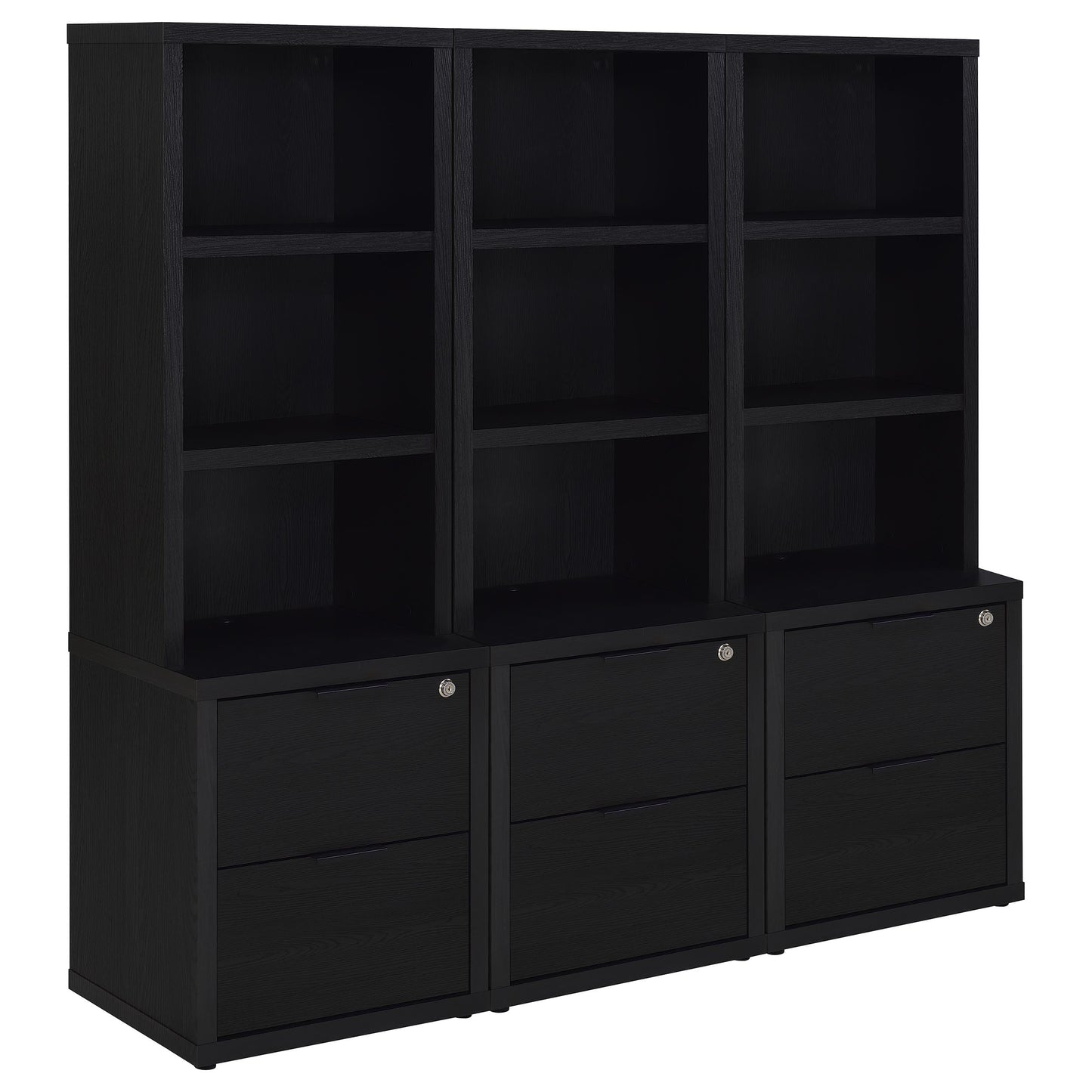 Coaster Home Furnishings Westpark 3-Piece Wall Unit Bookcase Set with USB Black 802703-S3