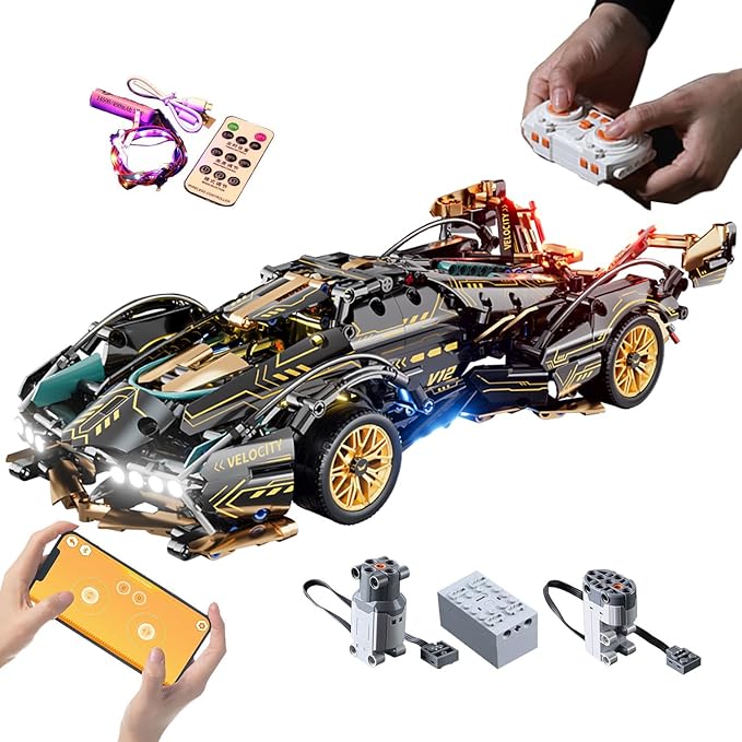 Sport Racing Car Building Block Sets for Adults Remote Control 1:14 Race Supercar Toys Kits with LED RC Collectible MOC Model Birthday for Boys Teens Men Age 8-12 12-1614+