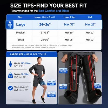 Air Compression Recovery System for Foot and Leg - Professional Sequential Massage Boots with Cordless Design & 5 Pressure Levels -Circulation & Pain Relief for Athletes, Runners, Seniors (Large)