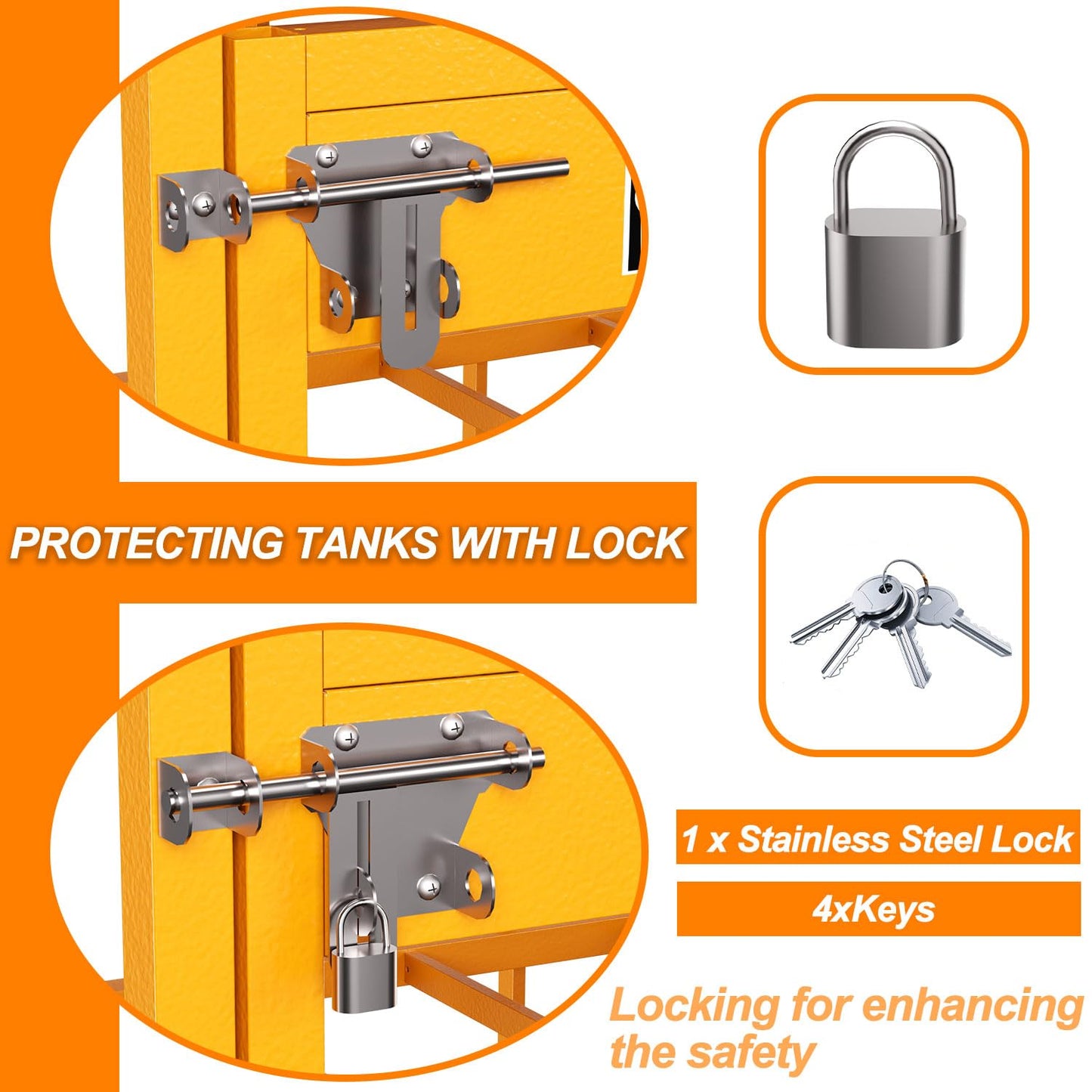 PURRPAXZ Propane Tank Storage Box - 31"x30"x35", Heavy-Duty Cylinder Storage Cabinet with Yellow Powder Coated, 176LB Load Capacity, Propane Storage with Lock & Keys (Fits 3,5,11,20,30lb Tanks)