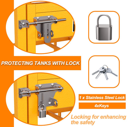 PURRPAXZ Propane Tank Storage Box - 31"x30"x35", Heavy-Duty Cylinder Storage Cabinet with Yellow Powder Coated, 176LB Load Capacity, Propane Storage with Lock & Keys (Fits 3,5,11,20,30lb Tanks)