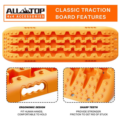 ALL-TOP Recovery Traction Boards, 2PCS, Reinforced Off Road Bendable Tire Friction Tracks (3rd Gen, Orange)