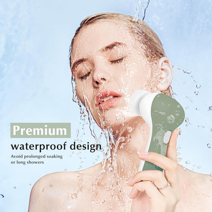 COSLUS Facial Cleansing Brush Silicone Face Scrubber: 2 in1 FBS-D Electric Exfoliating Massage Device Waterproof Deep Cleaning Exfoliation Rotating Spa Machine - Electronic Skin Care Wash Clean System