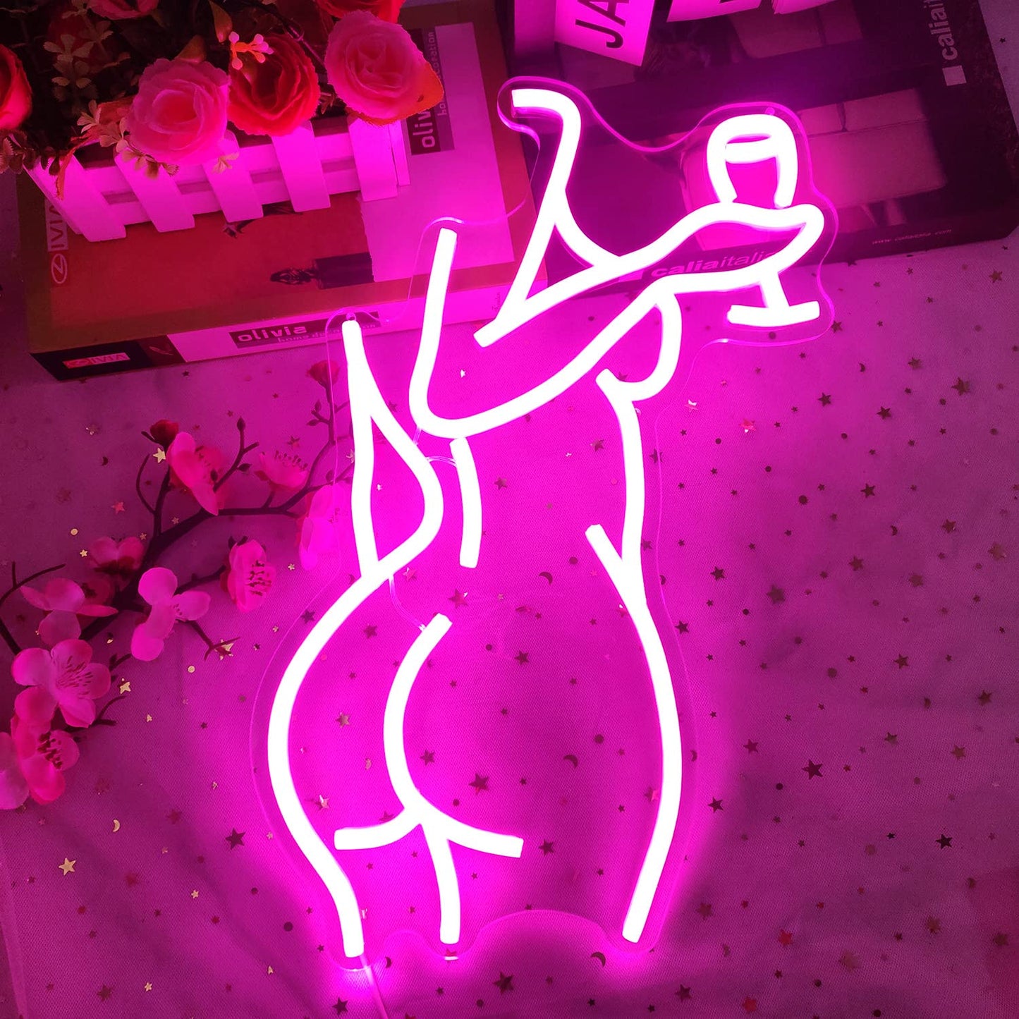 Ajoyferris Lady Back Neon Sign Dimmable LED Lady Sign Woman Neon Sign Sexy Lady Neon Signs for Bedroom Man Cave Bar Store Home Party Art Decor Gifts(16X11 inches,Blue)