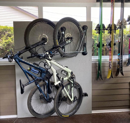 Steadyrack Bike Rack – Pivoting Mountain Bike Rack, Holds Up to 77 lbs, Fits 24"-29" Wheels, 2.1"-2.8" Tires, Foldable Wall Mount for Space-Saving Bicycle Storage - 2 Pack