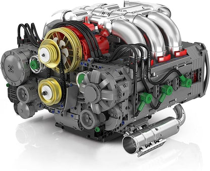 NUTCRACKER Flat Engine Building Set V8 Model Engine Kit Mini Engine Scale Model with Motor That Works DIY STEM Project Building Toy Creative Birthday Gift for Adult Boys 14+ (2375 Pieces)