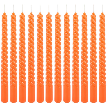 12Pack 10 Inch Orange Spiral Taper Candles?Unscented and Long Burning Dripless Twisted Candlesticks for Home Fall Decor,Gift,Wedding, Birthday,Mother's Day
