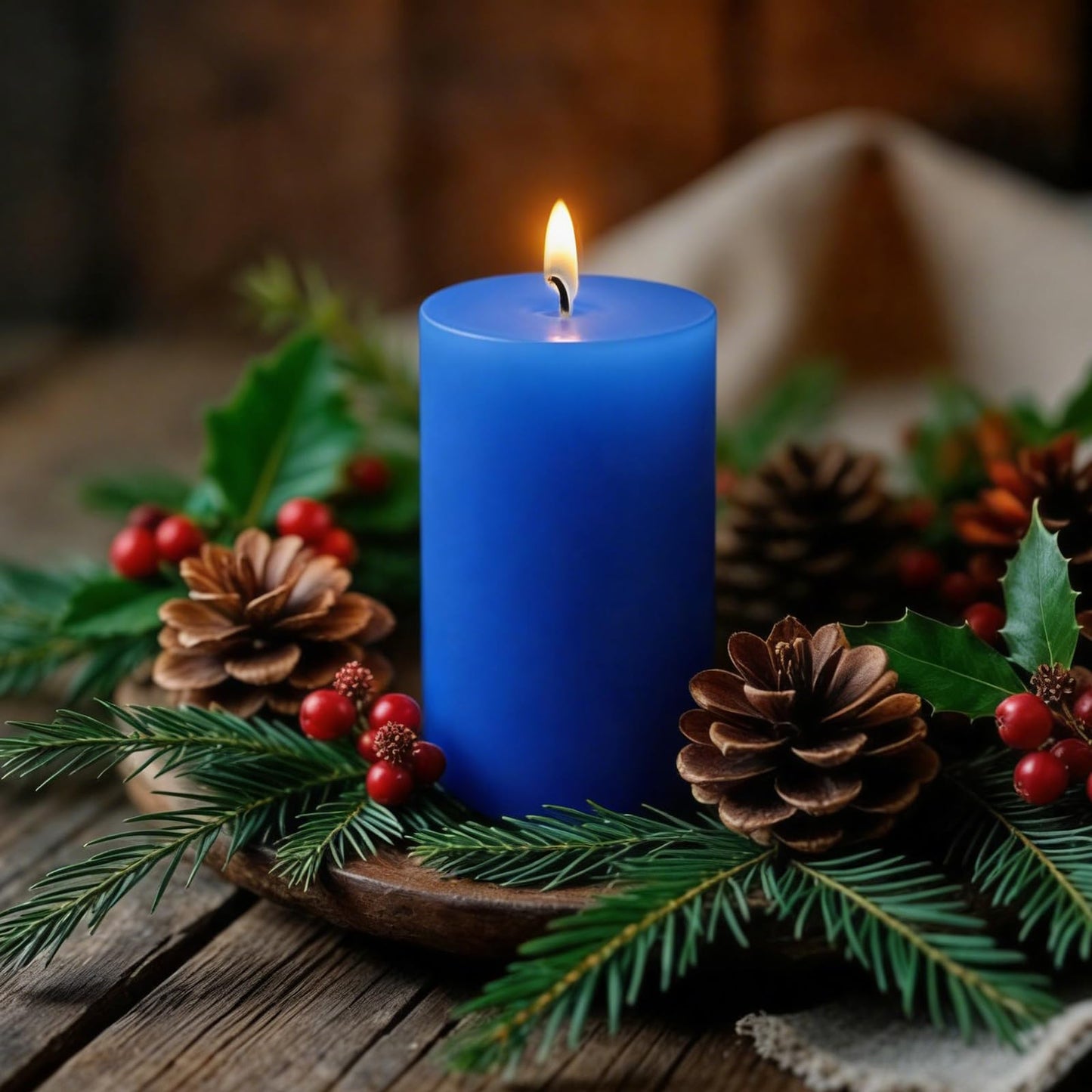 2.8" x 6" Hand-Poured Unscented Candle, Dripless Pillar Candle Set of 3, Approx 120 Hours Burn Time, Rustic Country Style, for Wedding, Dinner, Christmas and Home Decor, Dark Blue