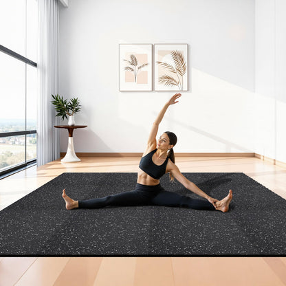 VEVOR 0.4Inch 96sq.ft 24 Tiles Gym Flooring for Home Gym, Rubber Top with High Density EVA Foam, 24 x 24In Gym Floor Exercise Equipment Mats, Interlocking Gym Mats, Puzzle Workout Mats, Black & Gray