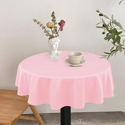 Childom Round Tablecloths,3 Pack 84 Inch Round Plastic Tablecloths Disposable Table Covers Pink Tablecloth for Indoor or Outdoor Parties Birthdays Weddings Holiday Dinner Anniversary Buffet Table