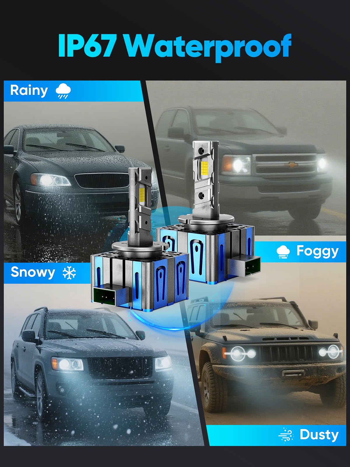 D3S D3R Fog Bulbs for Off-Road Use Only, IP67 Waterproof, Cool White, Pack of 2