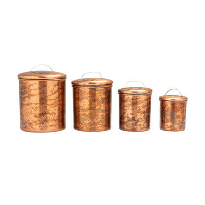 Creative Co-Op 4-Piece Oxidized Stainless Steel Canister Set, Copper-Finished