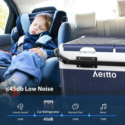 Aeitto 12 Volt Car Refrigerator, 32QT(30L) Dual Zone Portable Car Fridge Freezer -4℉-68℉ Electric Cooler Dual Temp Control Cooling Freezing 12/24V DC & 100-240V AC for Travel, Camping, RV, Road, Home