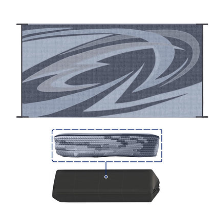 EEZ RV Products 9'x18' GW Heavy Duty Reversible/Durable Outdoor Patio/RVing Mats(9ft x18ft Grey) Come with Large Storage Bag & 6 Sets of Stakes and Washer