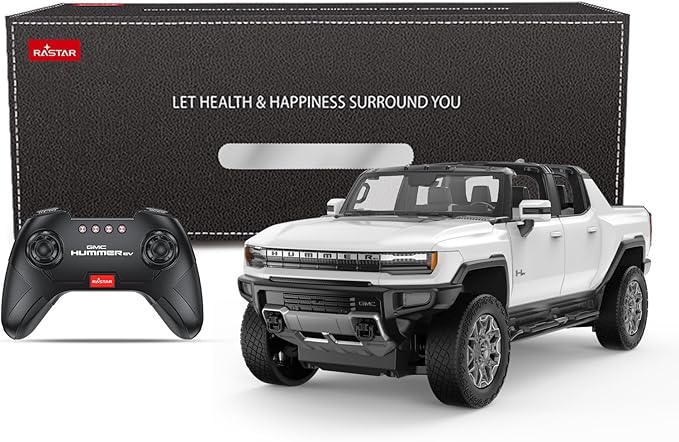 RASTAR Remote Control Car 1/16 Scale GMC Hummer EV Pickup RC Car Electric Off-Road Monster RC Hummer Truck for Kids Boys White 2.4G