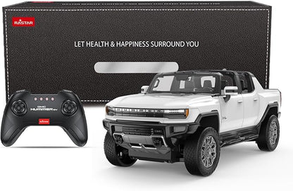 RASTAR Remote Control Car 1/16 Scale GMC Hummer EV Pickup RC Car Electric Off-Road Monster RC Hummer Truck for Kids Boys White 2.4G