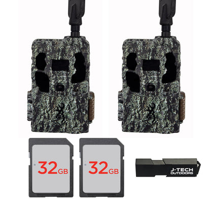 Browning Defender Wireless Pro Scout Max HD AI Trail Game Camera Bundle Includes 32GB Memory Card and J-TECH Card Reader (46MP) 2 Pack | BTCPSMHDAI