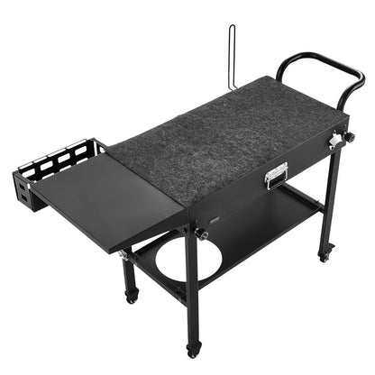 VEVOR Outdoor Grill Cart, 31.0 x 17.0 inch Tabletop Size Grilling Table, Foldable Outdoor Cooking Table with Tissue Holder, Hooks, Wheels, Side Table, BBQ Prep Tables for Picnic, Kitchen, Courtyard