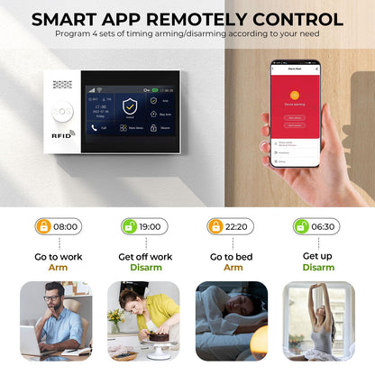 PGST Home Security System, Home Alarm System Wireless Touch Screen Motion Detection, Door and Window Alarms for Home, Wireless Siren, Remotes, Phone App, for Villa Home Apartment