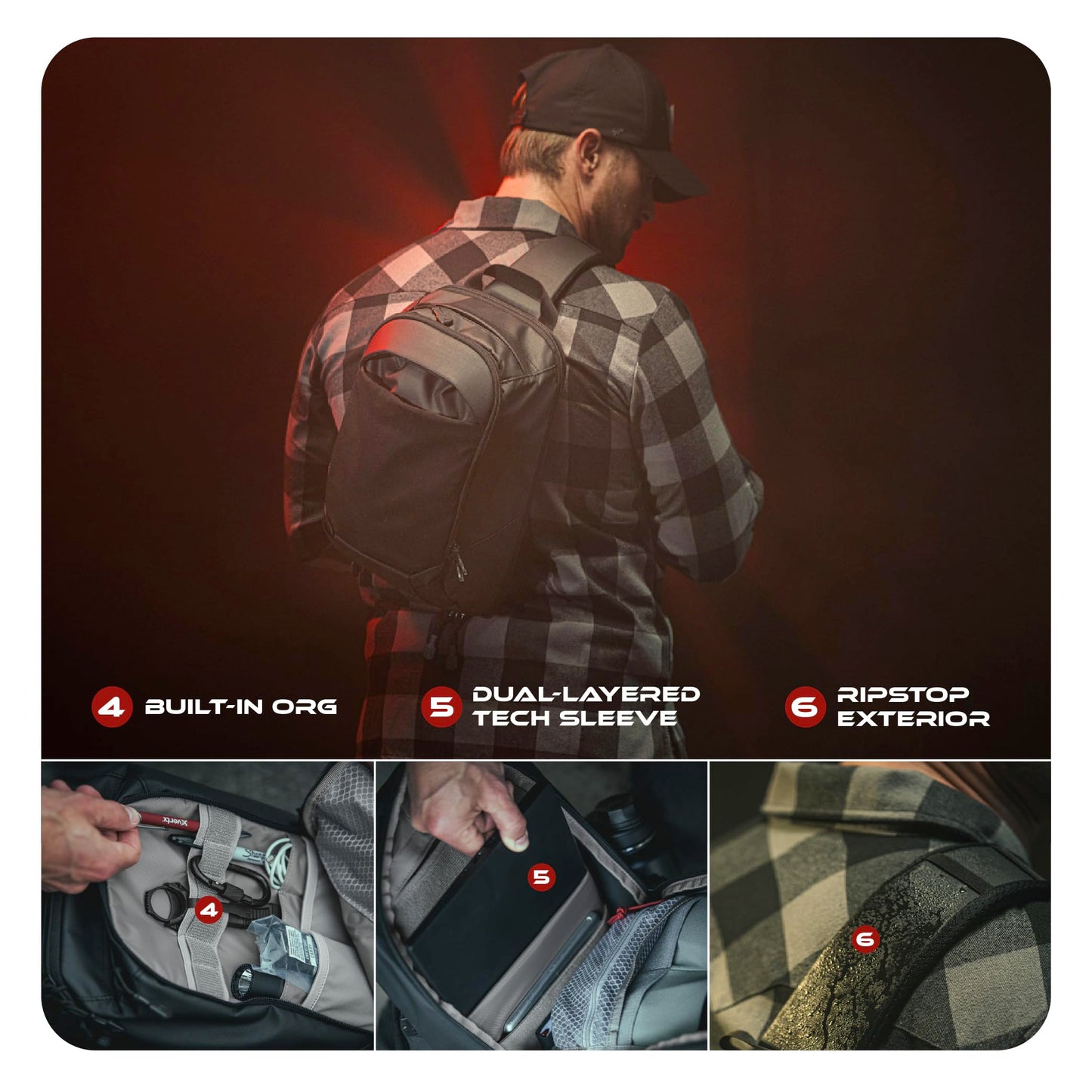Vertx Urban Ghost Tactical Sling Bag (10L) – Durable Ripstop CCW Carry Pack with Rapid Access Tab, Lockable Zippers, Shock Cord - One Size