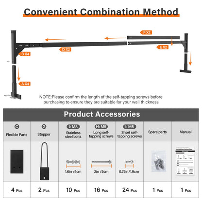 SMOQIO Trailer Ladder Rack Aluminium - 5.77'-8.65' Adjustable with Ladder Stoper, Black, Enclosed & Open Trailer Compatible