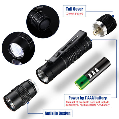 Zhengmy 100 Pcs Pocket Flashlight - Father's Day Gifts LED Compact Flashlight Bulk Mini EDC Pen Light with Removable Clip for Home, Outdoor, Camping, Emergency, Battery Not Included