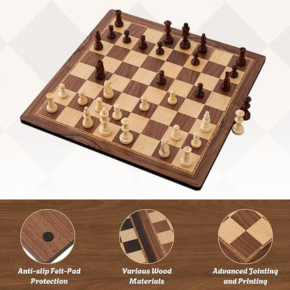 Peradix Large Wood Chess Board 21.25 Inches Professional Tournament Chessboard No Pieces 2.2 Squares Deluxe Chess Carrying Bag Walnut Family Board Game for Kids and Adults Gift Packages