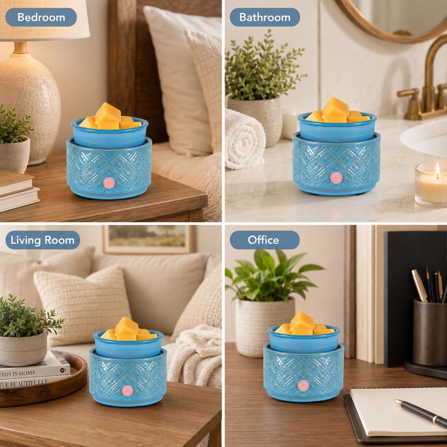 Wax Melt Warmer for Scented Wax,3-in-1Ceramic Wax Warmer Fragrances Candle Oils, Home Fragrance Burner,Electric Candle Warmer Perfect Christmas Gifts for Mom Women(Blue)