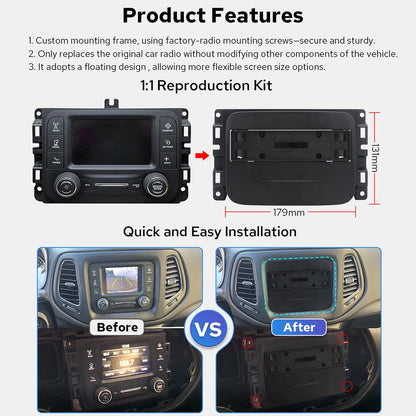Joying Car Radio for Jeep Compass 2017-2020 Upgrade, Android 13 Head Unit 8 Inch IPS Touchscreen Stereo 4GB+64GB with CarPlay & Android Auto, GPS Navigation, AM/FM, Volume Knob(JY-RC711T4)
