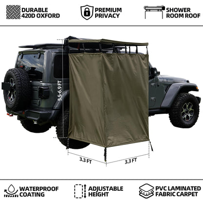SAMOUT Vehicle Side Shower Room with Roof, 3.3ft x 3.3ft Privacy Shelter Restroom, Car Side Shower Room, Portable Shower Tent for Camping