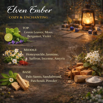 Wicked Rose Candle Co. Elven Ember Scented Candle | Honeysuckle, Palo Santo & Sandalwood | 10 oz Hand-Poured Coconut Apricot Wax | 45+ Hour Clean Burn | Reusable Ceramic Vessel