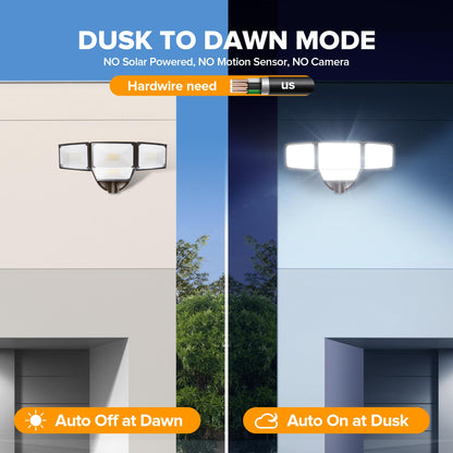 LUTEC 80W Dusk to Dawn LED Flood Light, 9000LM, IP65 Waterproof, 5000K Daylight, Brown, Model 7632815412