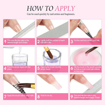 Acrylic Nail Kit with Drill and U V Light, Professional Acrylic Nail Kits with Everything 3PC Powder 24PC Glitter 200Pcs Nail Tips Nails Art Decoration DIY Home Salon