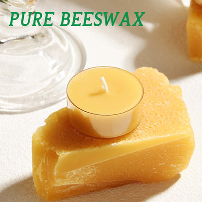 Beeswax Tealight Candles, Handmade Tea Light Candle 24 Pack with Cotton Wick - 4 Hours Long Burning, Natural Unscented and Smokeless for Home Decor, Party, Dinner