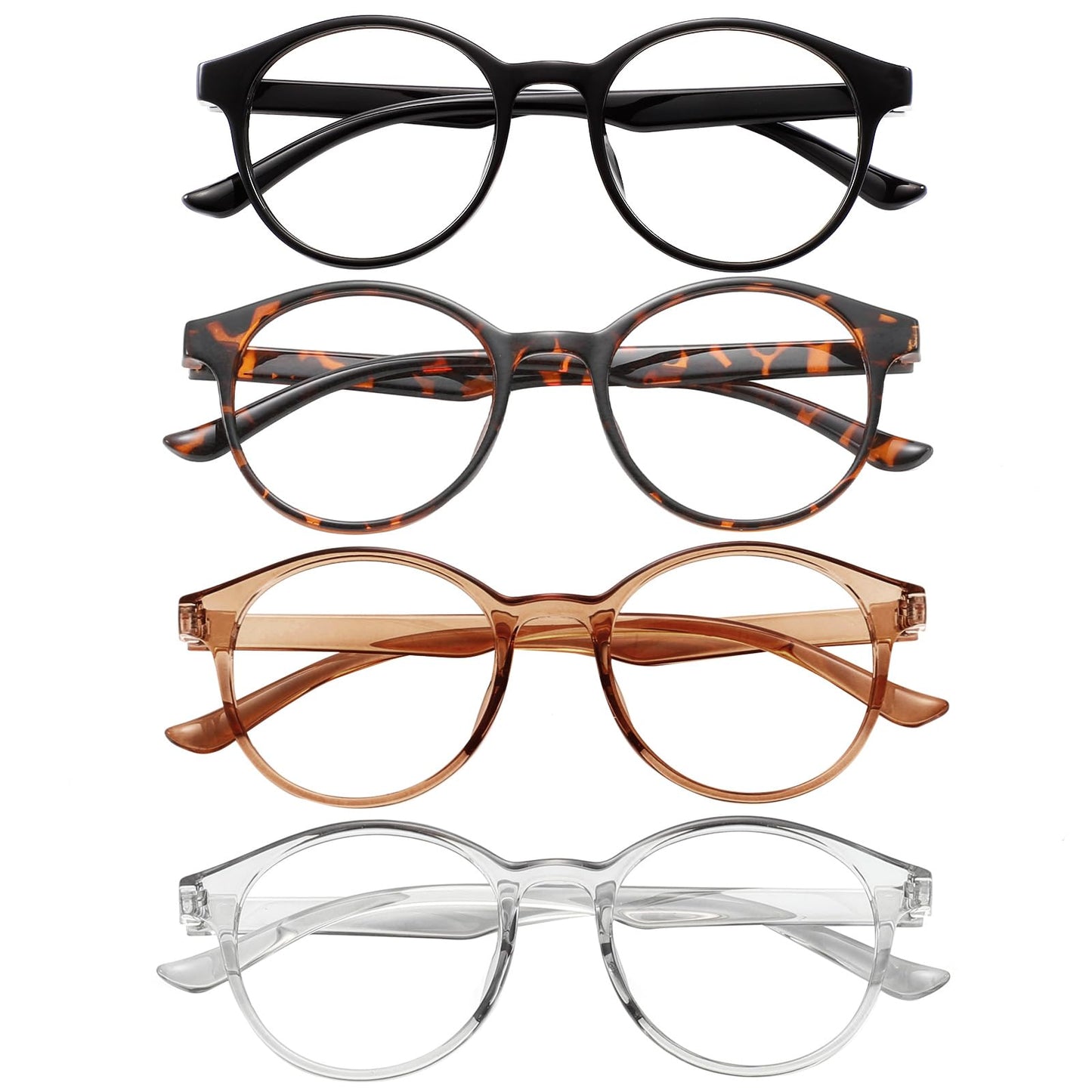 Przene 4 Pack Blue Light Blocking Glasses for Women Men,Retro Round Computer Gaming Glasses Anti Eye Strain/UV/Glare (Standard, Mixed Color-C3)