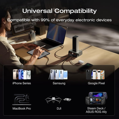 EF ECOFLOW Rapid Pro Power Bank, 4-Port with 300W Max Output, Portable Charger with 140W Built-in Cable, TSA-Approved, Smart APP, 3950x7mAh, for MacBook Pro/Air, iPhone 17/16 Series, Laptops, and More