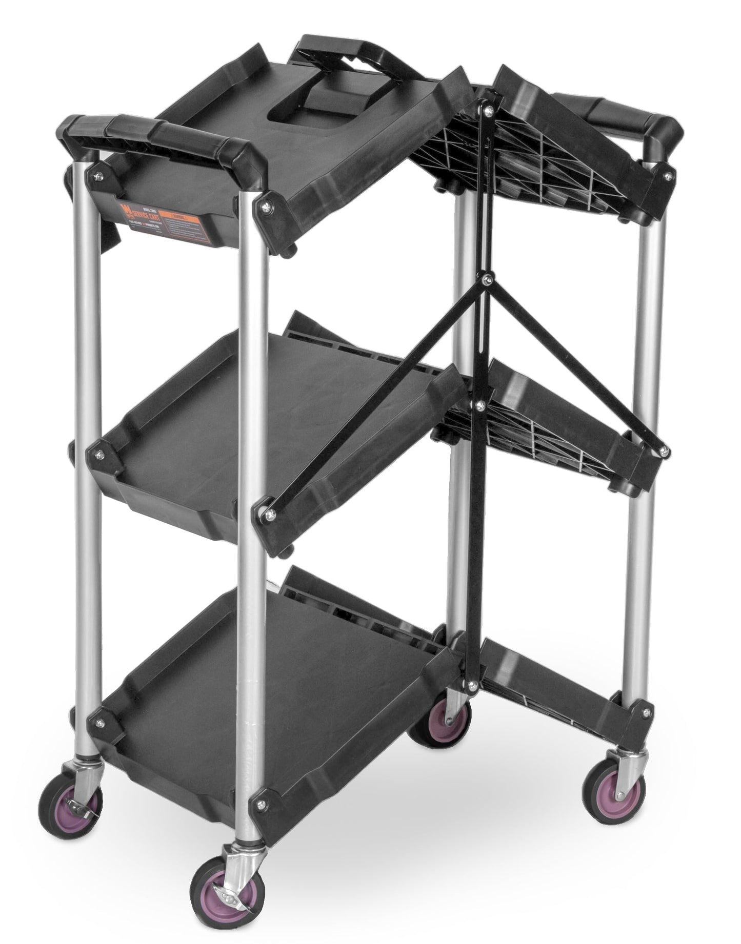 Wen Compact Foldable Service Utility Cart, Three Tier with 165-Pound Capacity (73065)