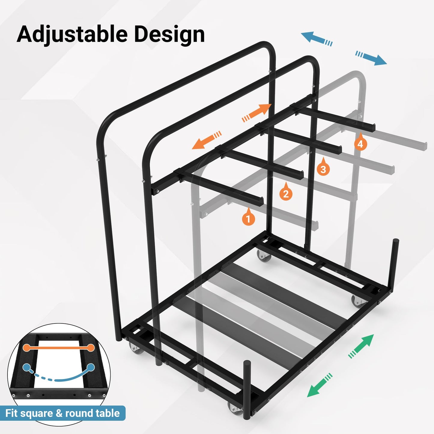 Eastrexon Updated Folding Table and Chair Rack Cart (Holds 10-16 Chairs & 4-8 Tables), Powder Coated, Perfect for Party, Hotel, Factory, Warehouse, 44.3" L x 31.4" W x 48" H